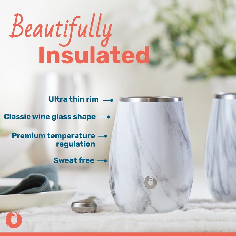 SNOWFOX Premium Vacuum Insulated Stainless Steel Classic White Wine Glass, Set of 2, Chilled Wine Stays Icy Cold, Lightweight Stemless Cocktail Glasses, Elegant Home Entertaining Barware, 8 oz - Image 2